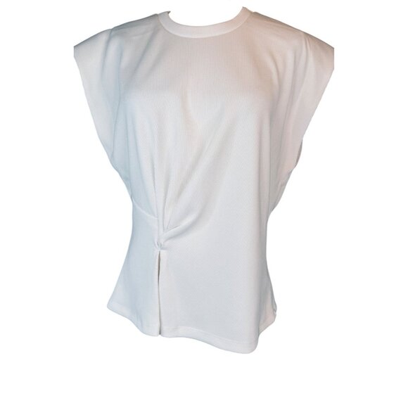2/$30 Astr The Label XL Cream Ribbed Sleeveless Knitted Top Twist Front Detail - Picture 1 of 15